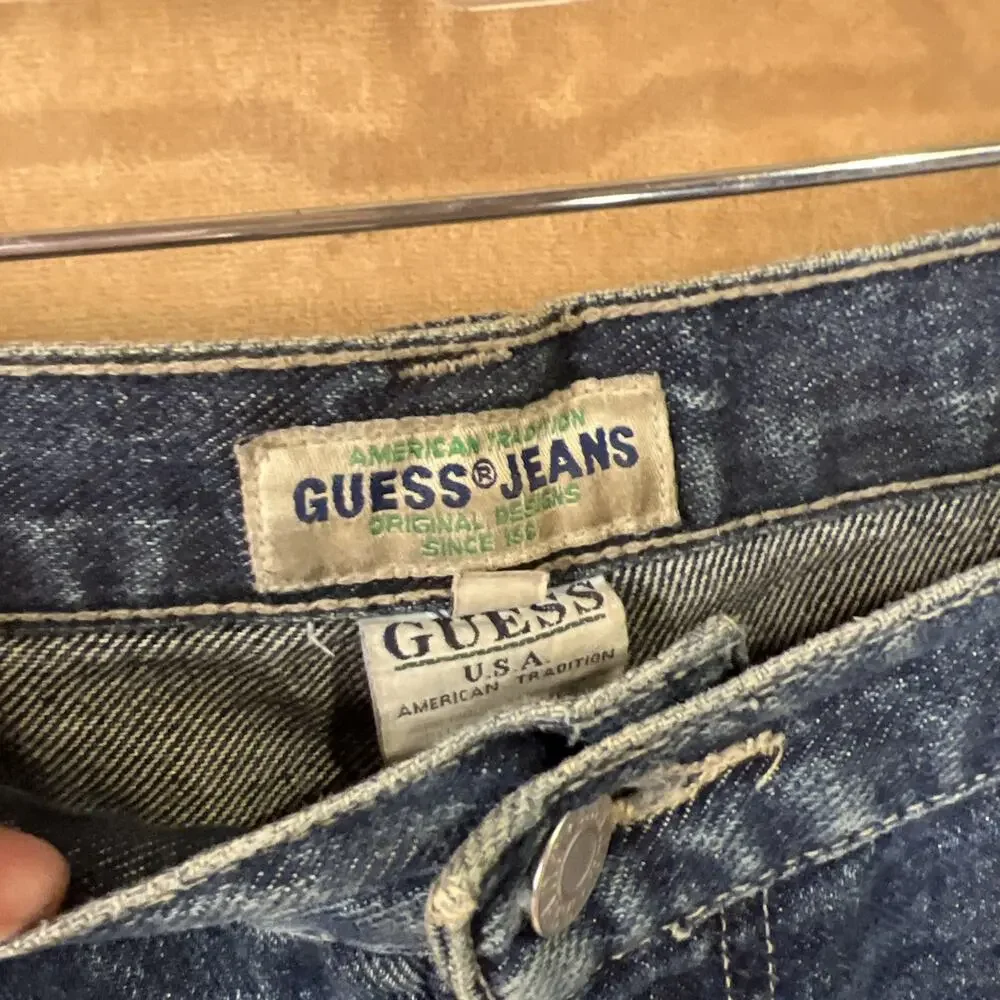 Guess Jeans men's Size 38 Short Blue‎ Baggy Denim Jorts Carpenter